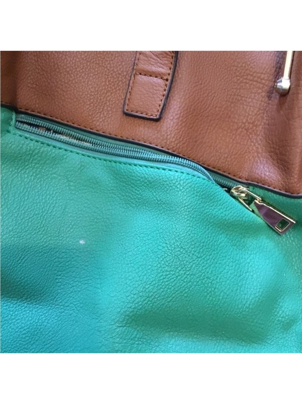 Black Rivet Woman’s handbag kelly green and brown with braided handles - Picture 11 of 15